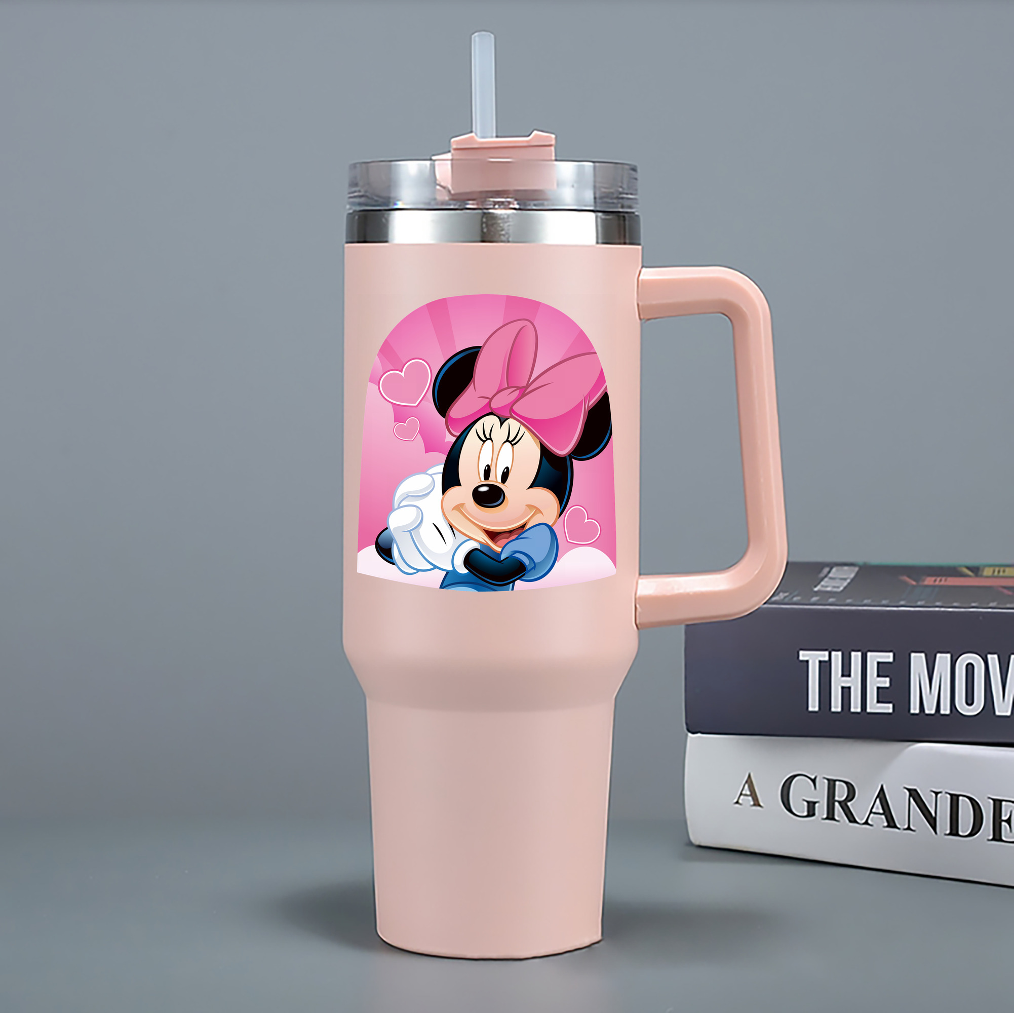 （画像用） ミッキーマウス Mickey Mouse 1200mL車用タンブラー - クリスタルステッカー（プラスチックストロー付き）